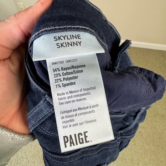 Paige Skyline Skinny Ankle Denim Blue Jeans US Women's 32 Plus - Picture 6 of 8